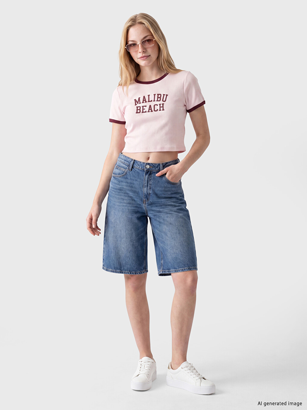 Crew Neck Malibu Printed Women's T-shirt-1