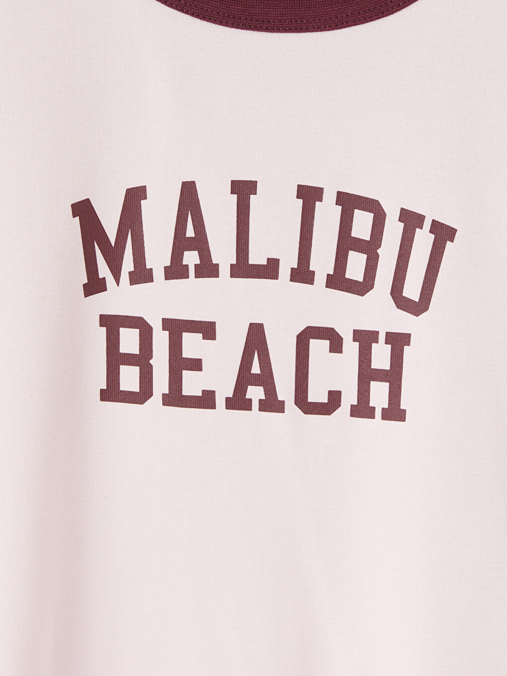 Pembe Bisiklet Yaka Malibu Baskılı Kadın Tişört-2