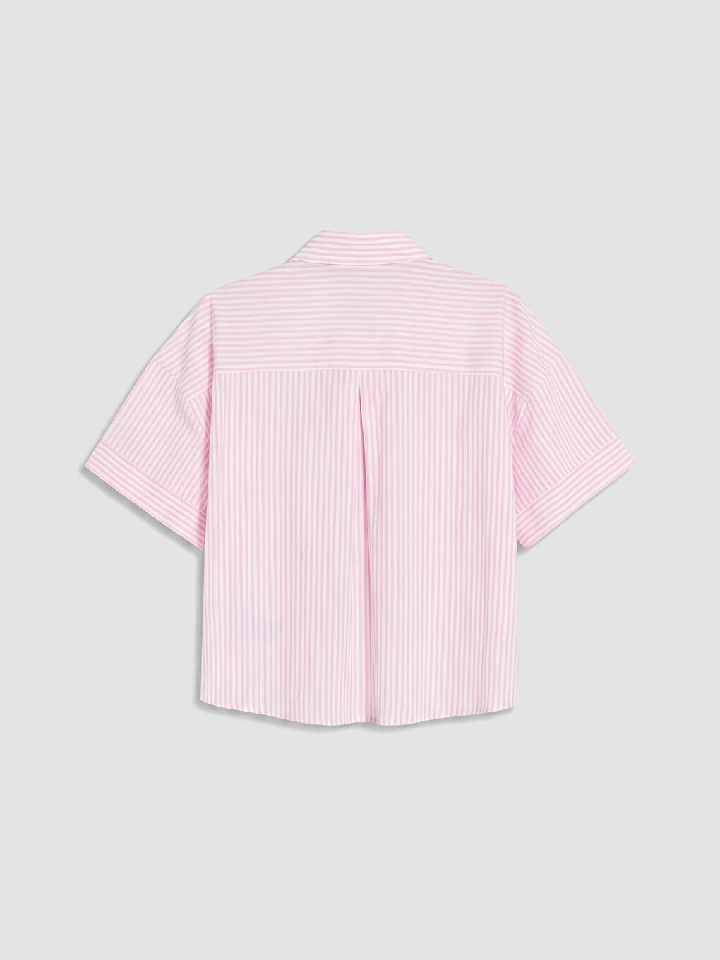 Pembe Çizgili Oversize Kadın Gömlek-2