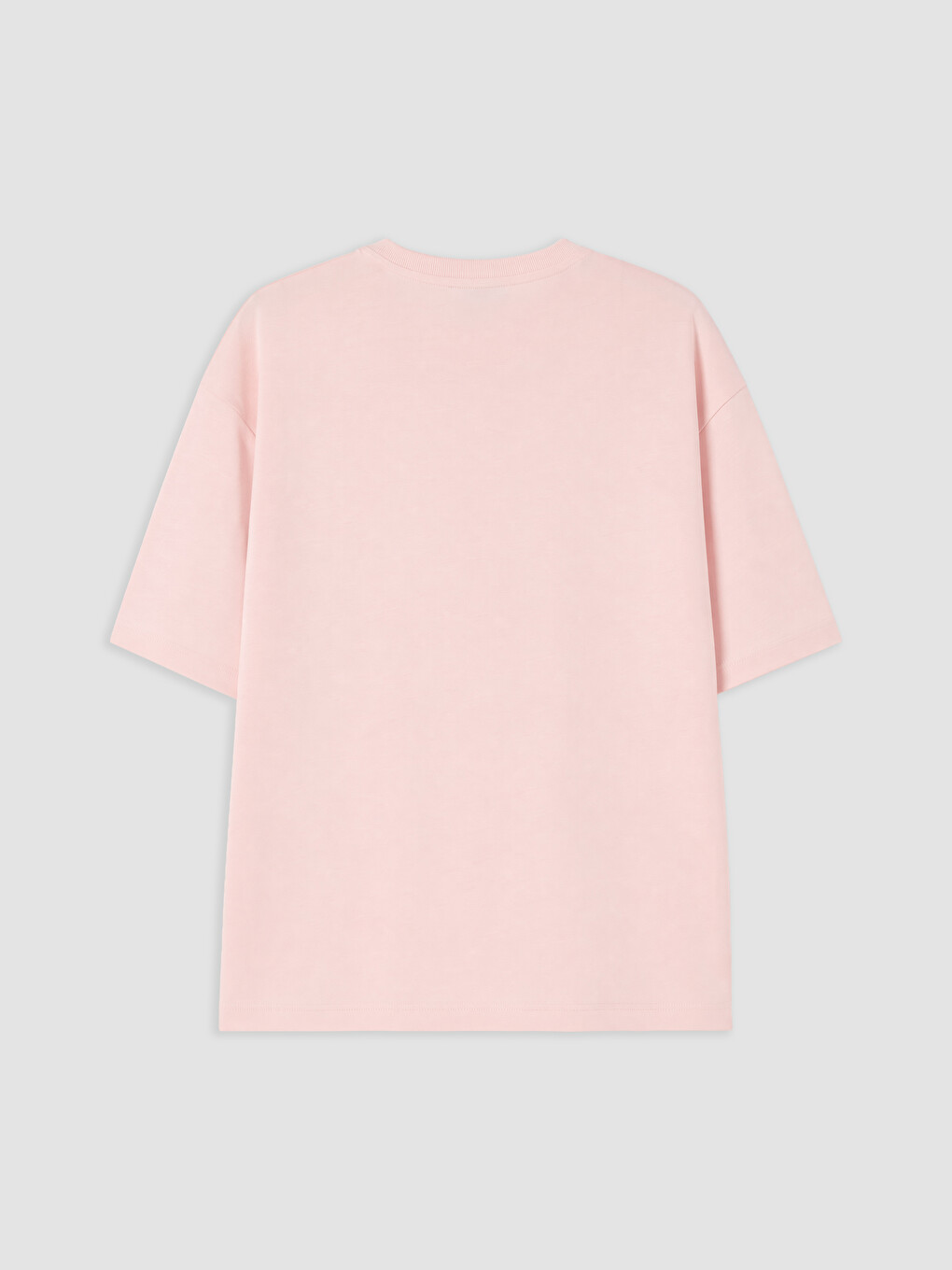 Pembe Oversize %100 Pamuklu Kadın Tişört-1