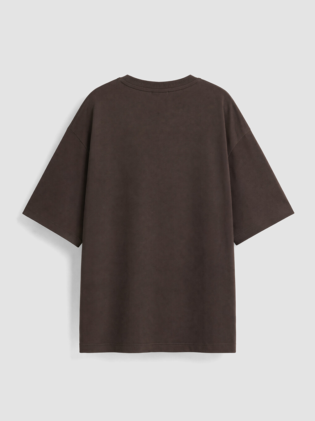 Kahverengi Oversize %100 Pamuklu Kadın Tişört-1