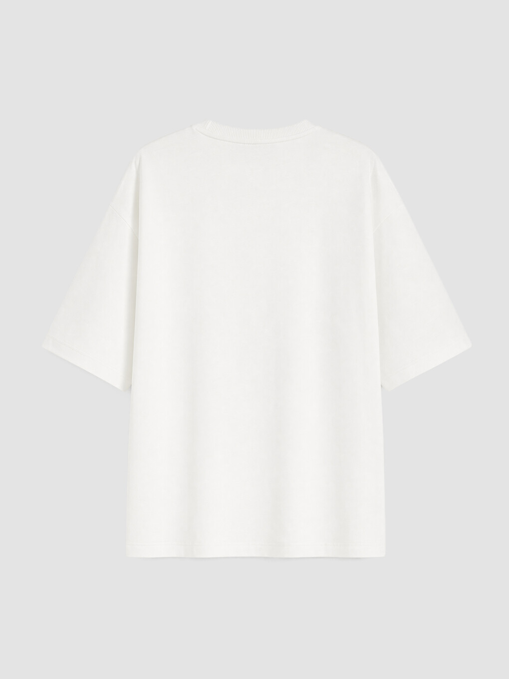 Beyaz Oversize %100 Pamuklu Kadın Tişört-1