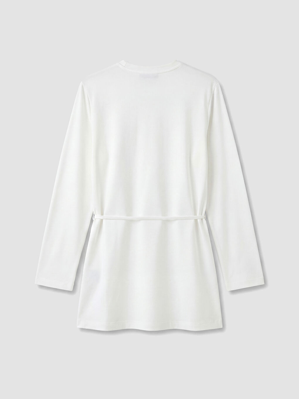 Beyaz Kuşaklı Kadın Sweatshirt Tunik-6