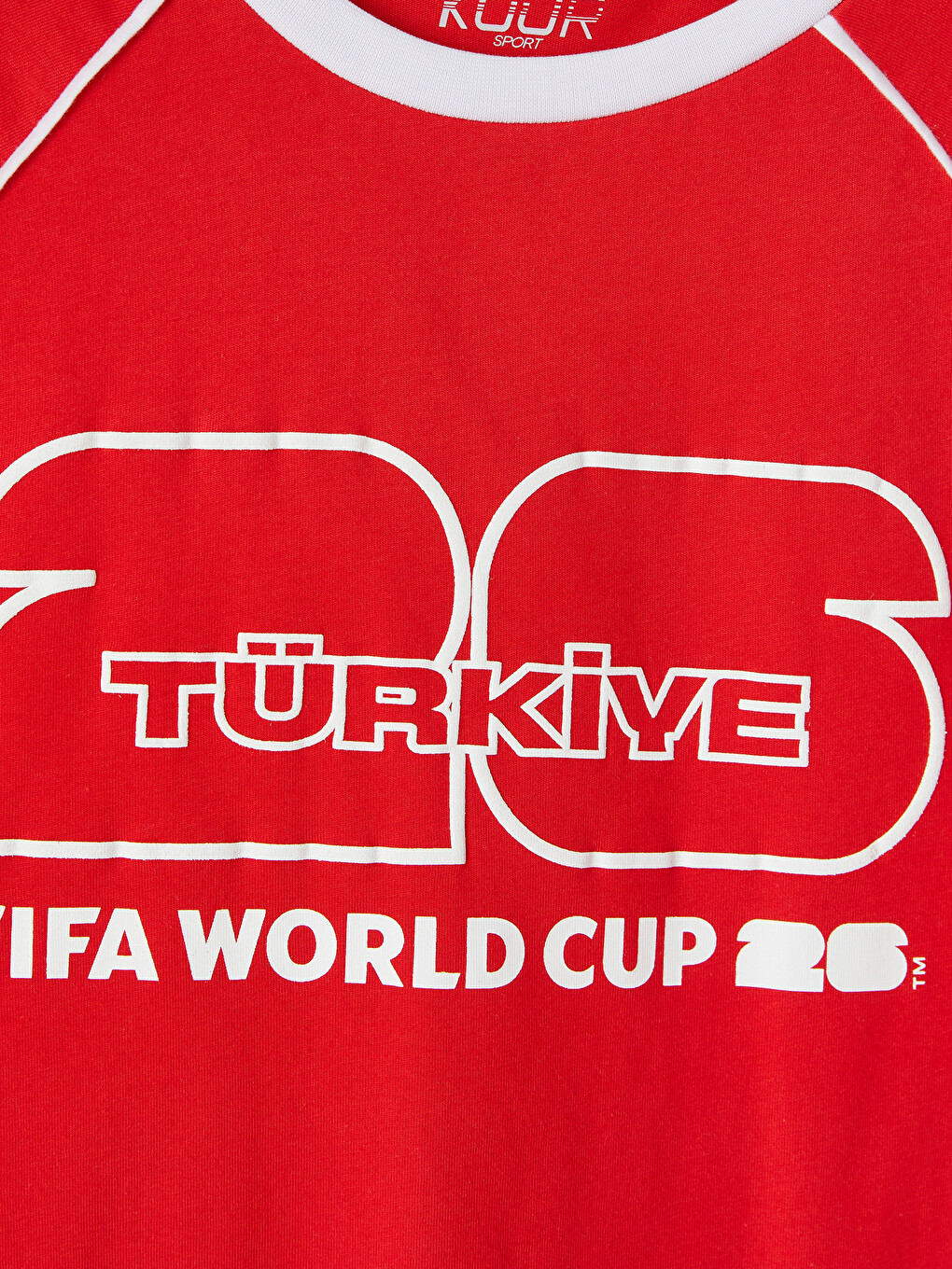 Kırmızı Bisiklet Yaka Türkiye Baskılı Kadın Spor Tişört-1