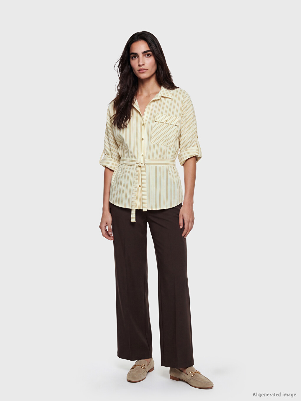 Striped Pocketed Women's Shirt-1