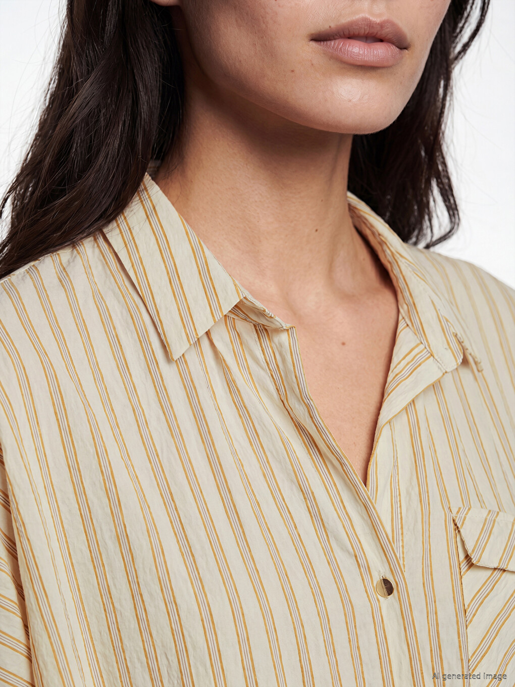 Striped Pocketed Women's Shirt-2