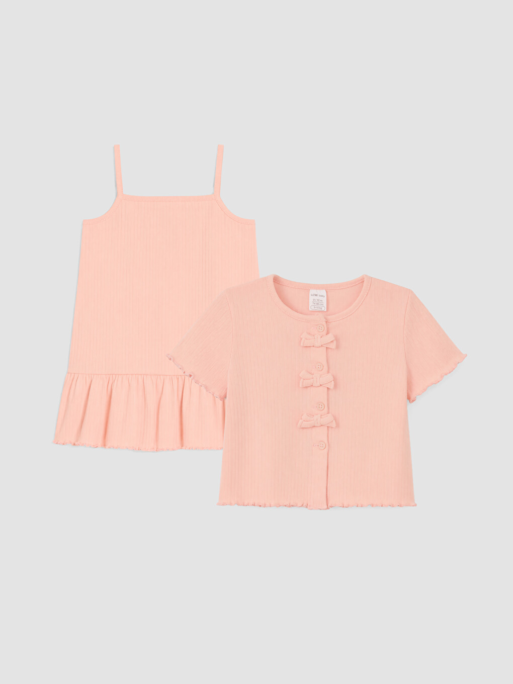 Pembe Fiyonk Detaylı Kız Bebek Takım