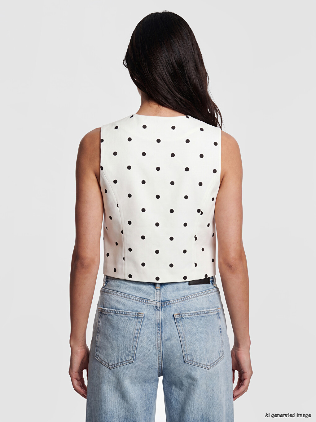 V Neck Polka Dot Women's Classic Vest-2