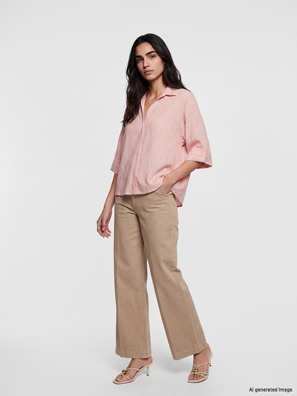 Këmishë Me Shirita Oversize Për Gra-1