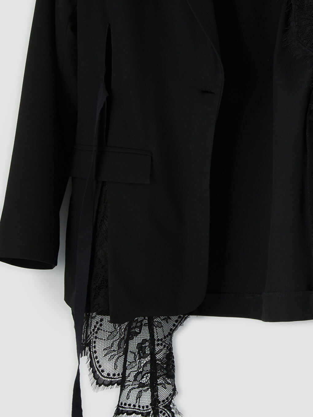 Siyah Dantel Detaylı Kadın Blazer Ceket-2