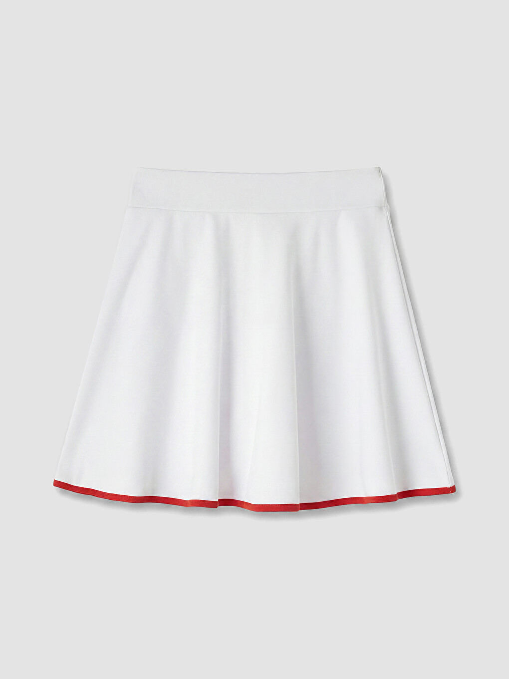 Beyaz Beli Lastikli Kadın Spor Şort Etek-1