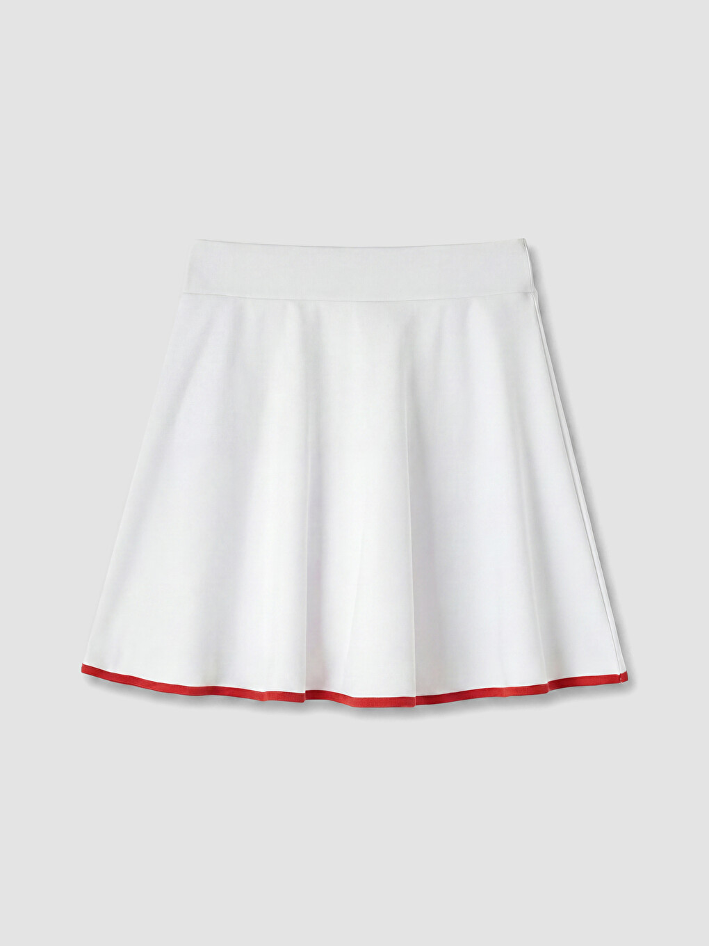 Beyaz Beli Lastikli Kadın Spor Şort Etek-4