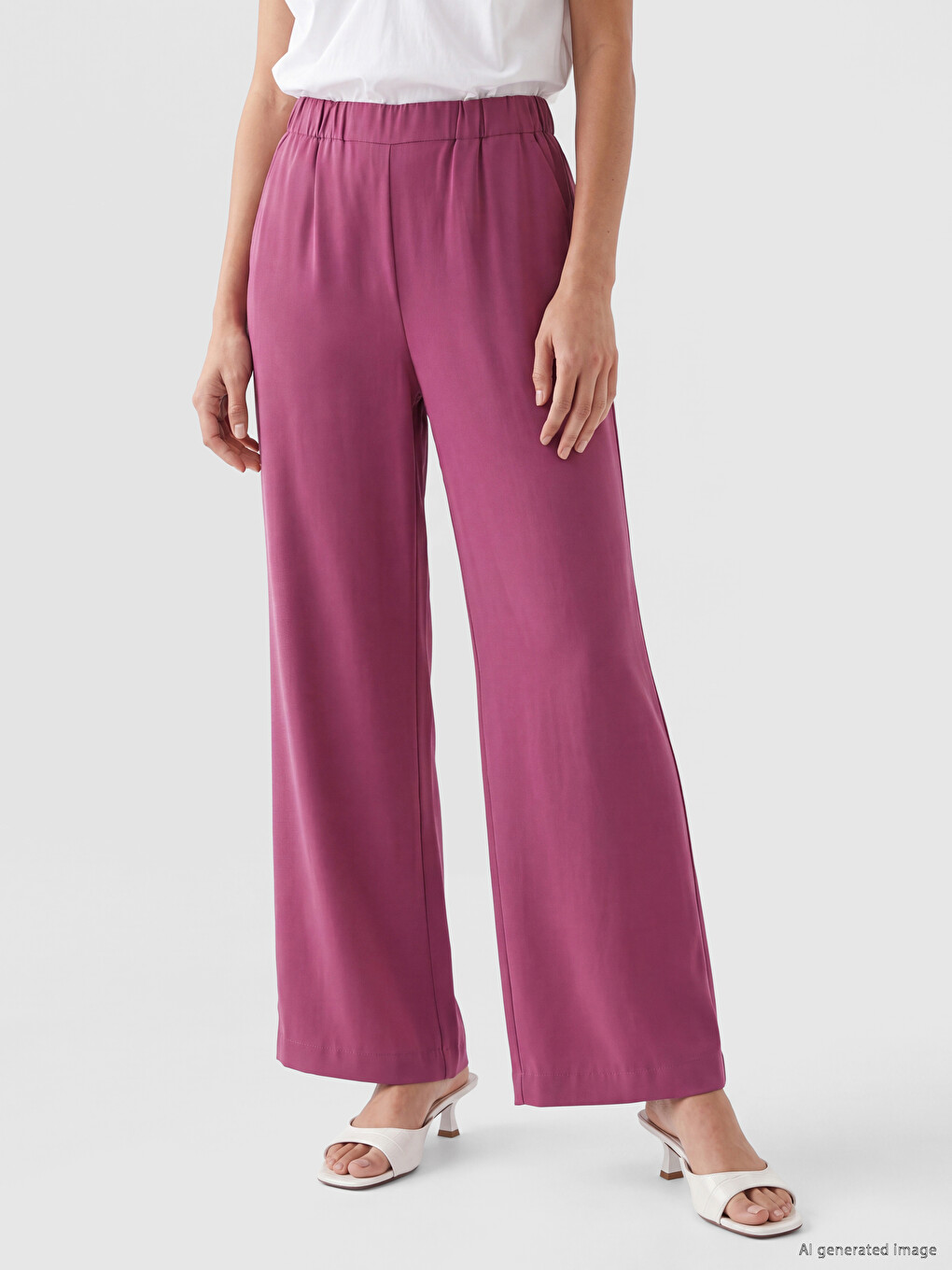 Elastic Waist Pleated Women's Dress Trousers-1