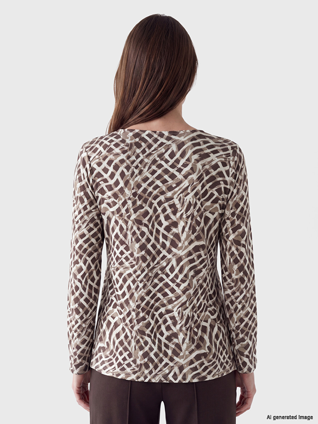 Crew Neck Patterned Women's T-shirt-3