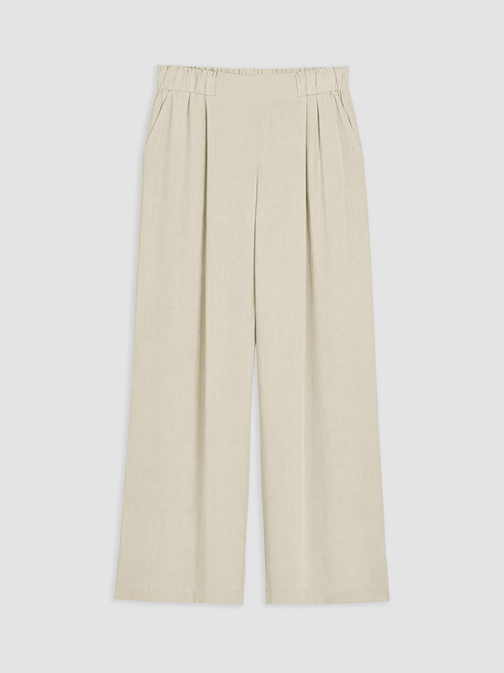 Elastic Waist Linen Blend Women's Trousers-3