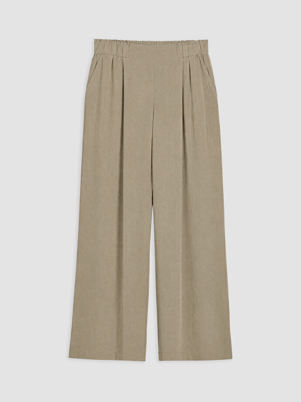 Elastic Waist Linen Blend Women's Trousers-3
