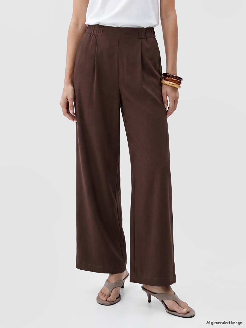 Elastic Waist Linen Blend Women's Trousers-1