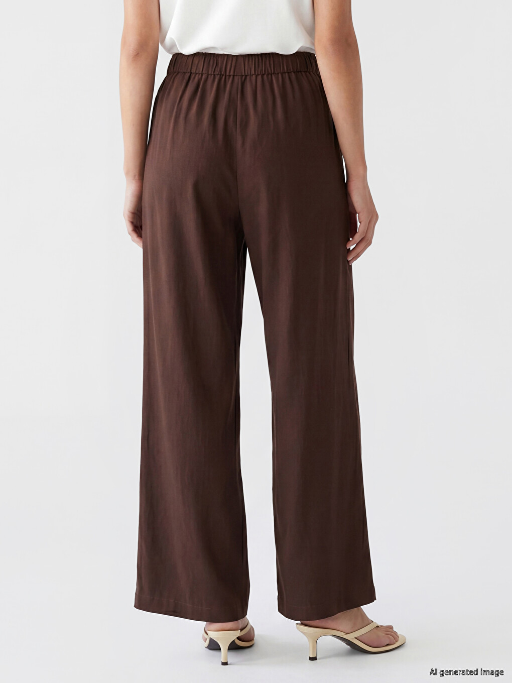 Elastic Waist Linen Blend Women's Trousers-2