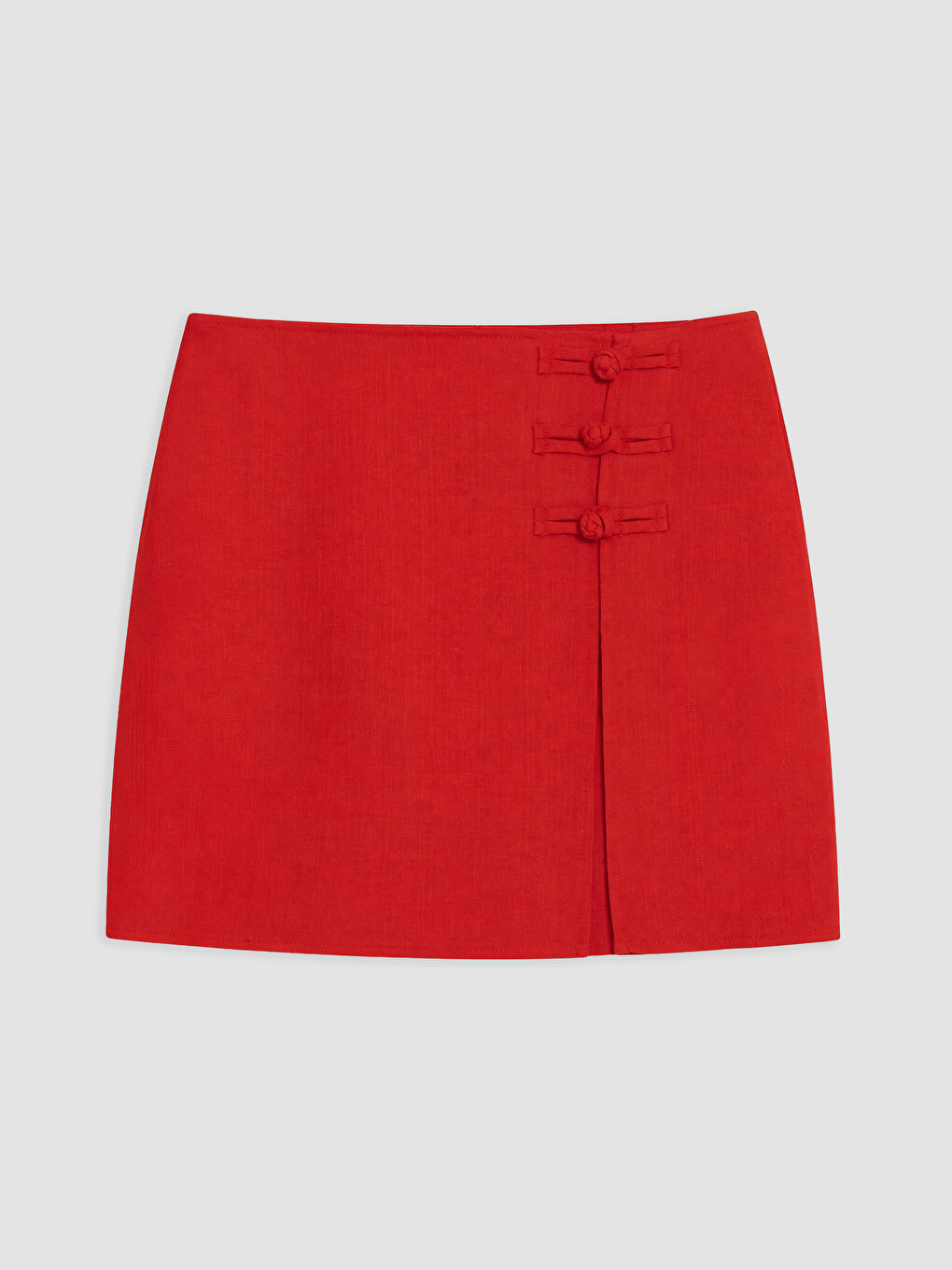 Skort Mini A-line Me Bel Të Lartë Dhe Me Zinxhir-4