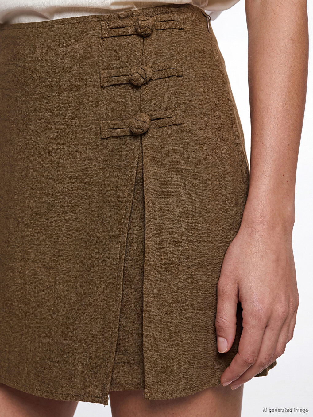 Mini Jupe-short Trapèze À Taille Haute Zippée-2