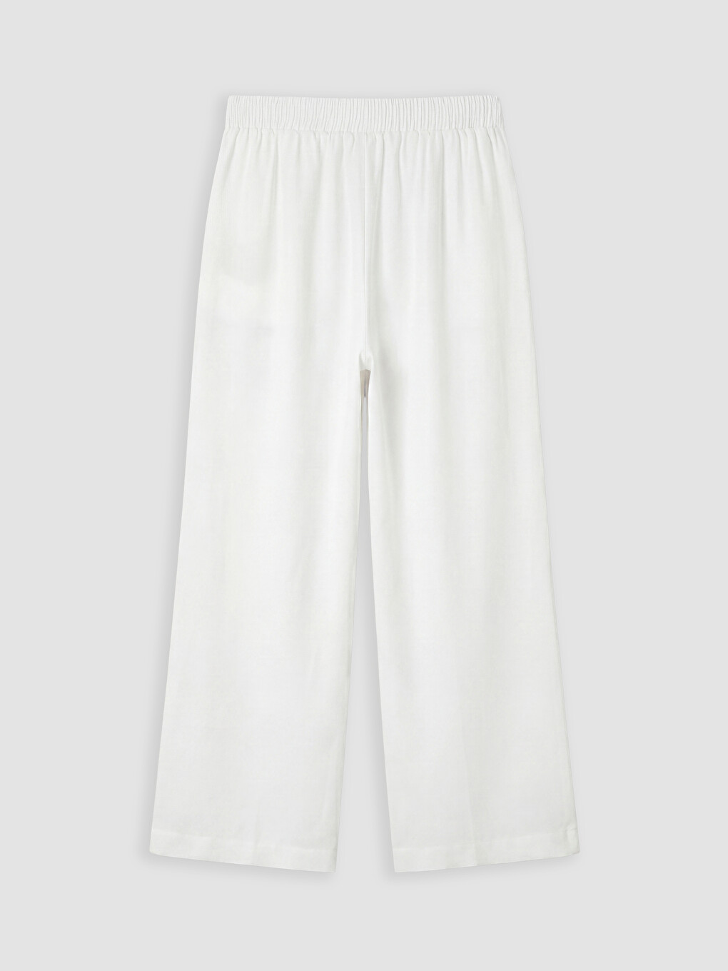 Beyaz Beli Lastikli Modal Karışımlı Kadın Pantolon-2