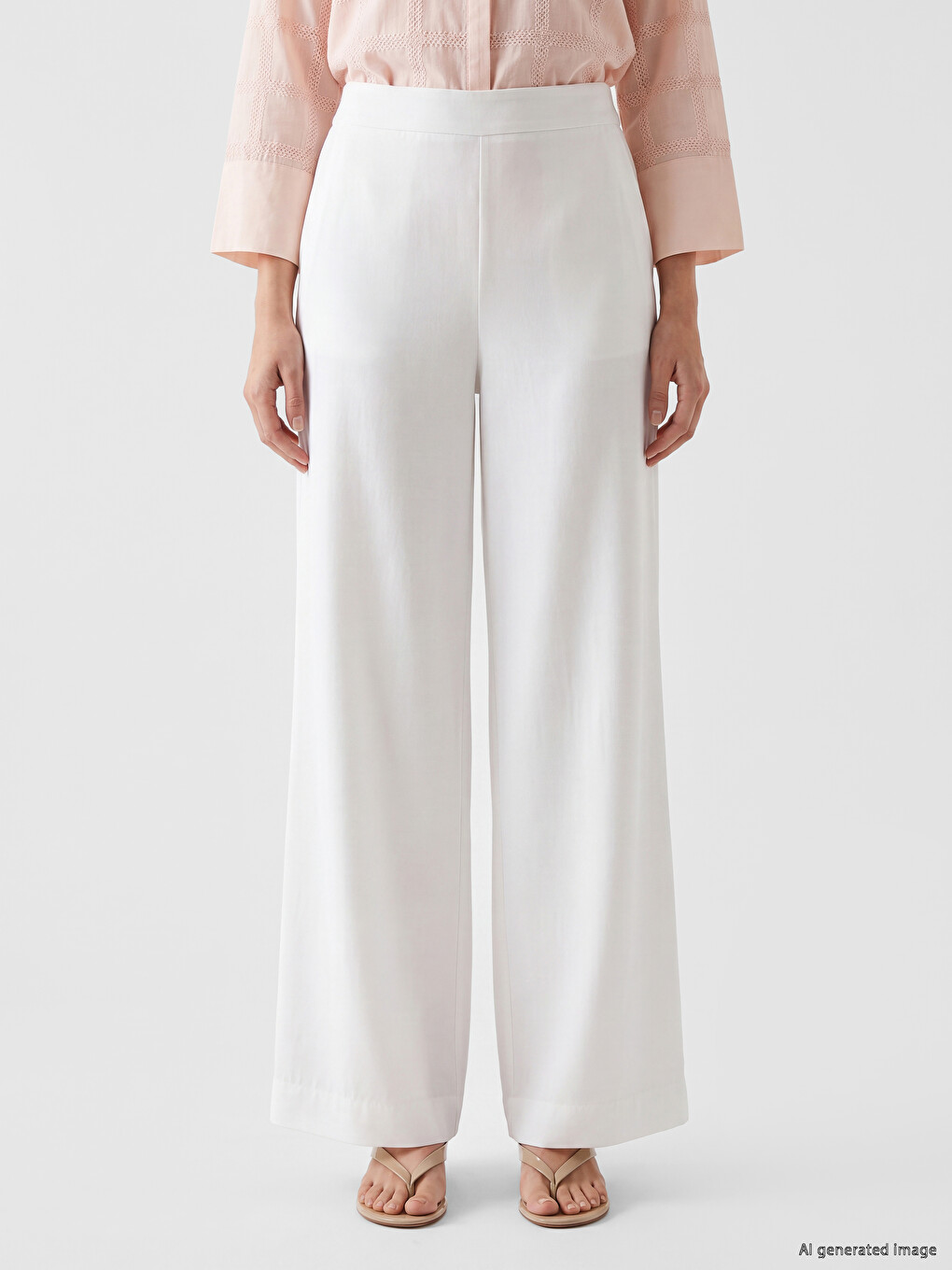 Pantalon Femme en Mélange de Modal à Taille Élastique-1