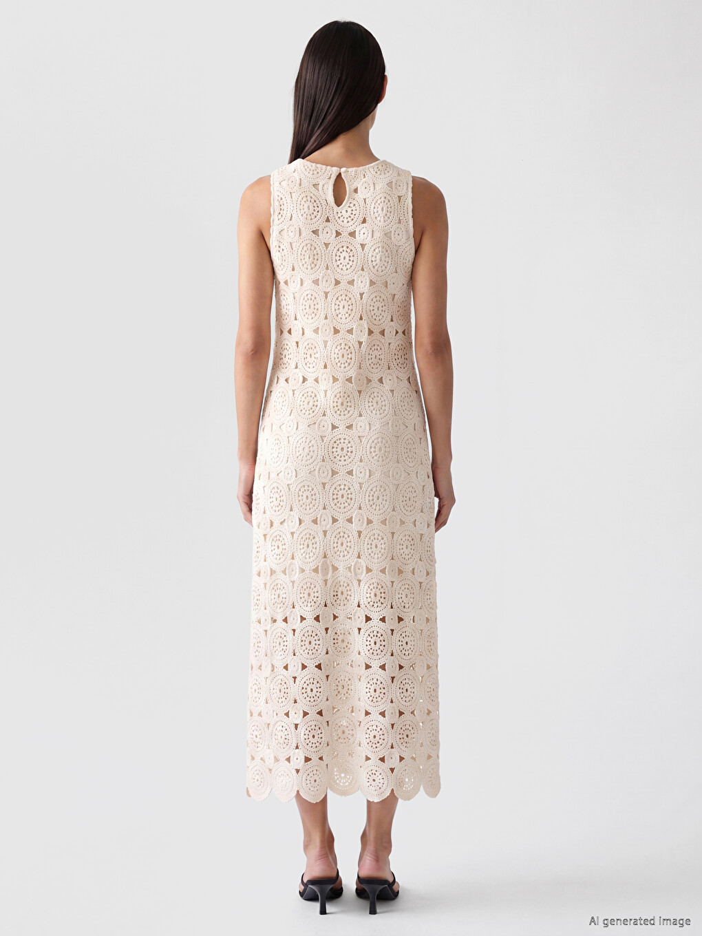 Rochie Din Dantelă Cu Guler Rotund-3