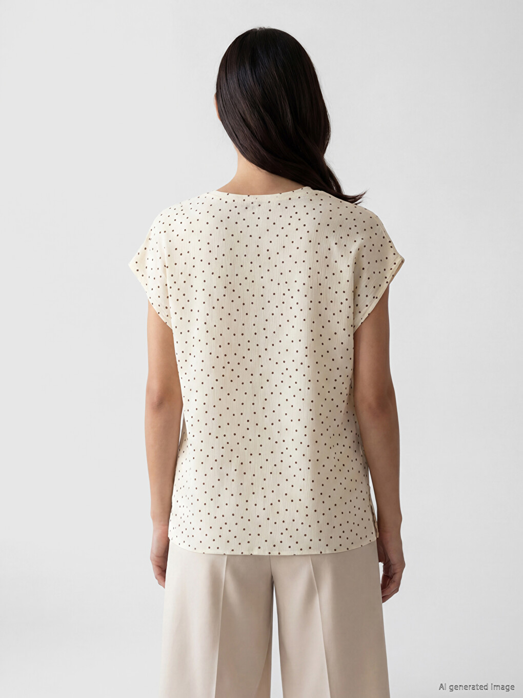 V Neck Polka Dot Women's T-shirt-2