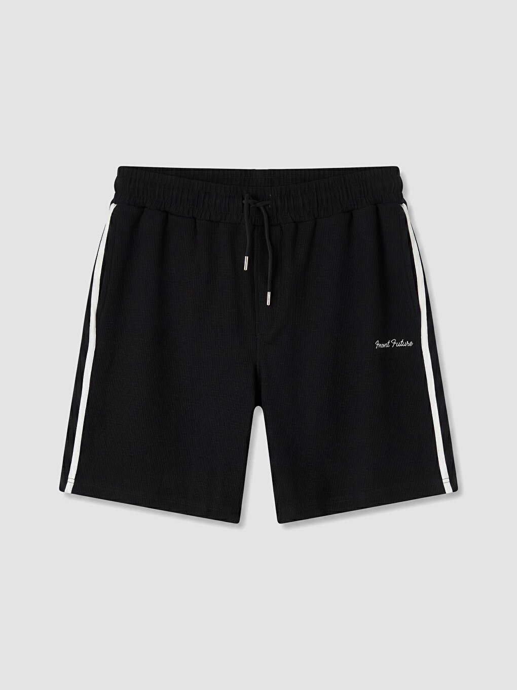 Siyah Regular Fit Şeritli Erkek Şort