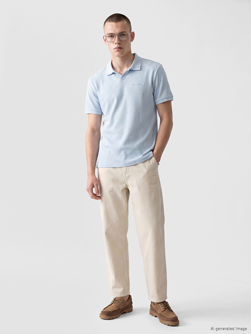 Polo Collar Embroidered Men's T-shirt-1