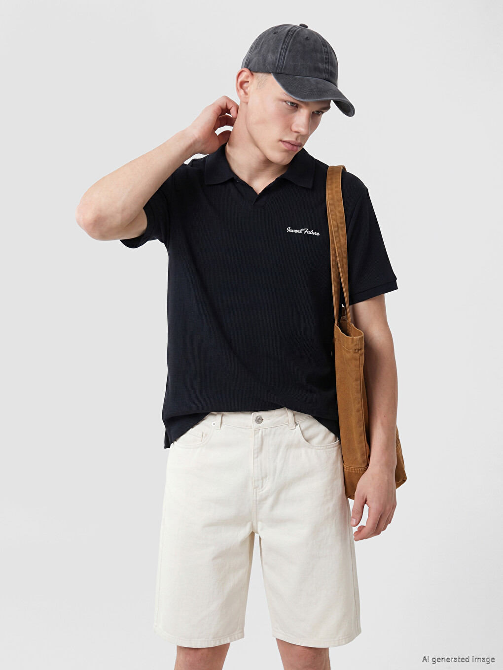 Polo Collar Embroidered Men's T-Shirt