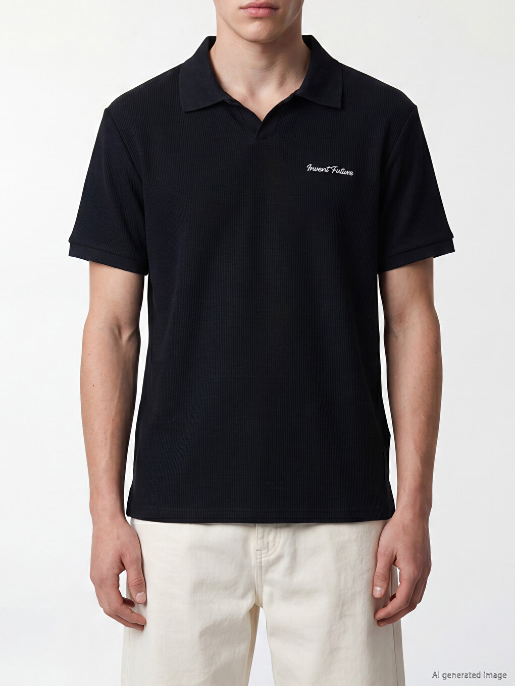 Polo Collar Embroidered Men's T-Shirt-2