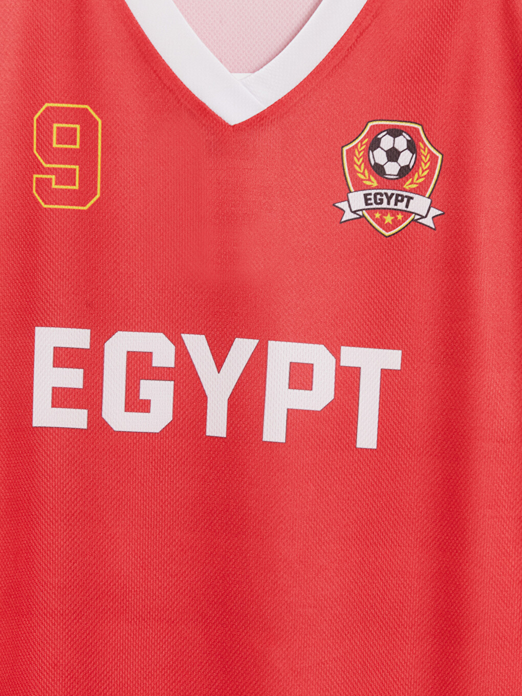 Kırmızı V Yaka Egypt Baskılı Kız Çocuk Tişört-1