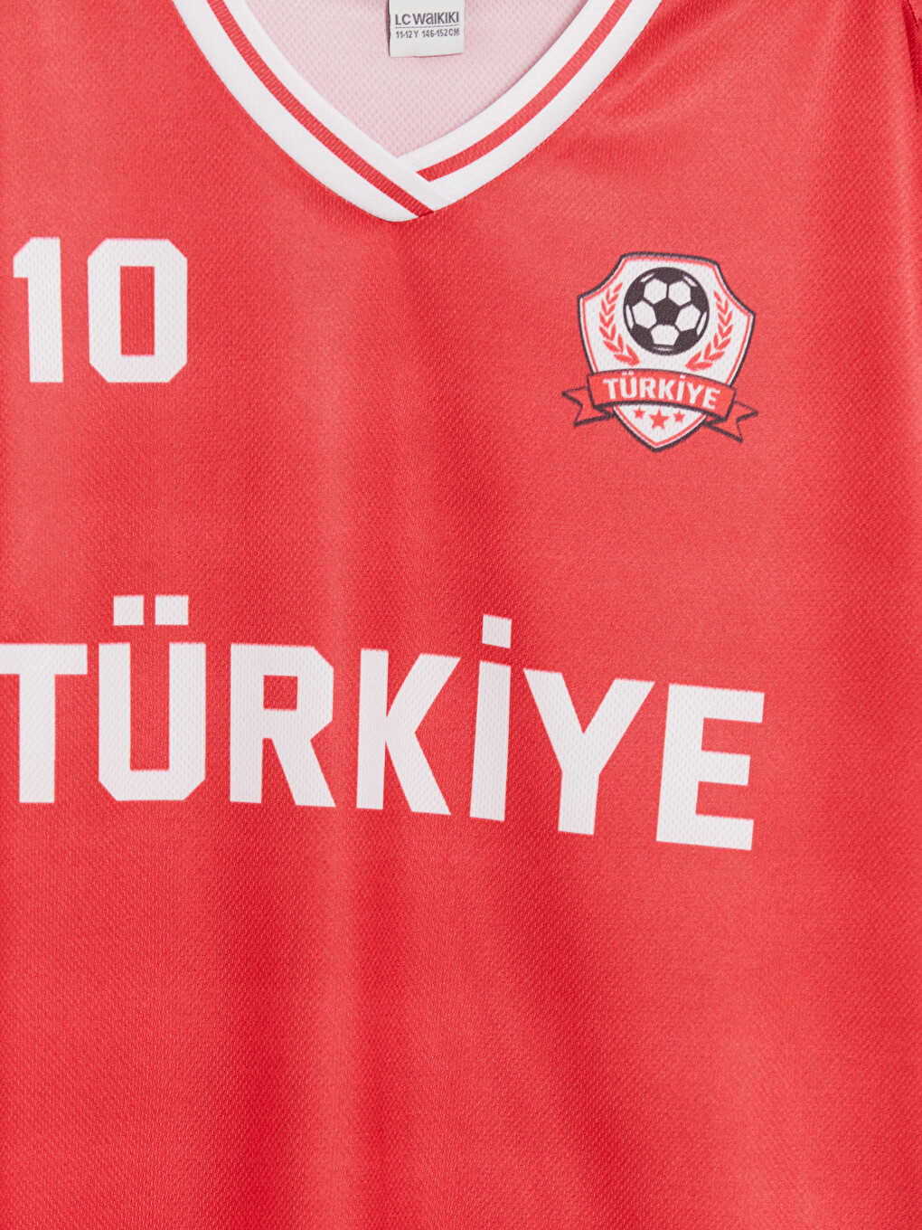 Kırmızı V Yaka Türkiye Baskılı Kız Çocuk Tişört-1