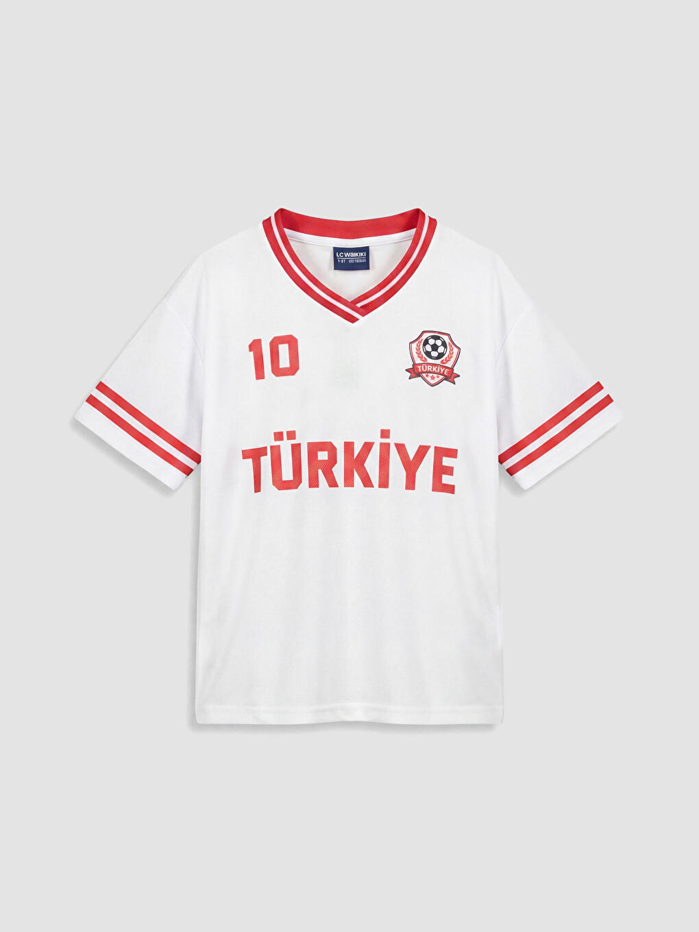 Beyaz V Yaka Türkiye Baskılı Kız Çocuk Tişört