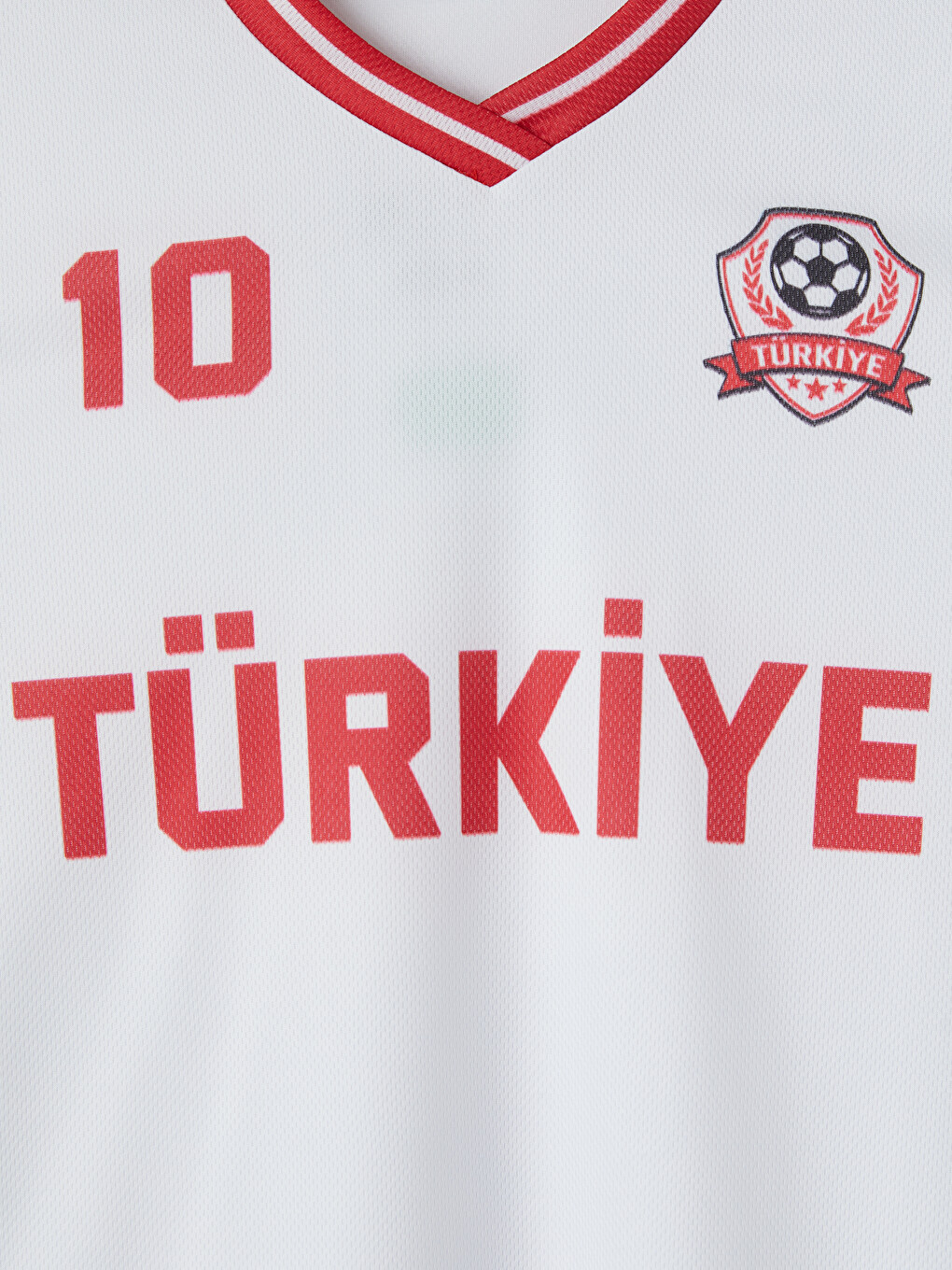 Beyaz V Yaka Türkiye Baskılı Kız Çocuk Tişört-1
