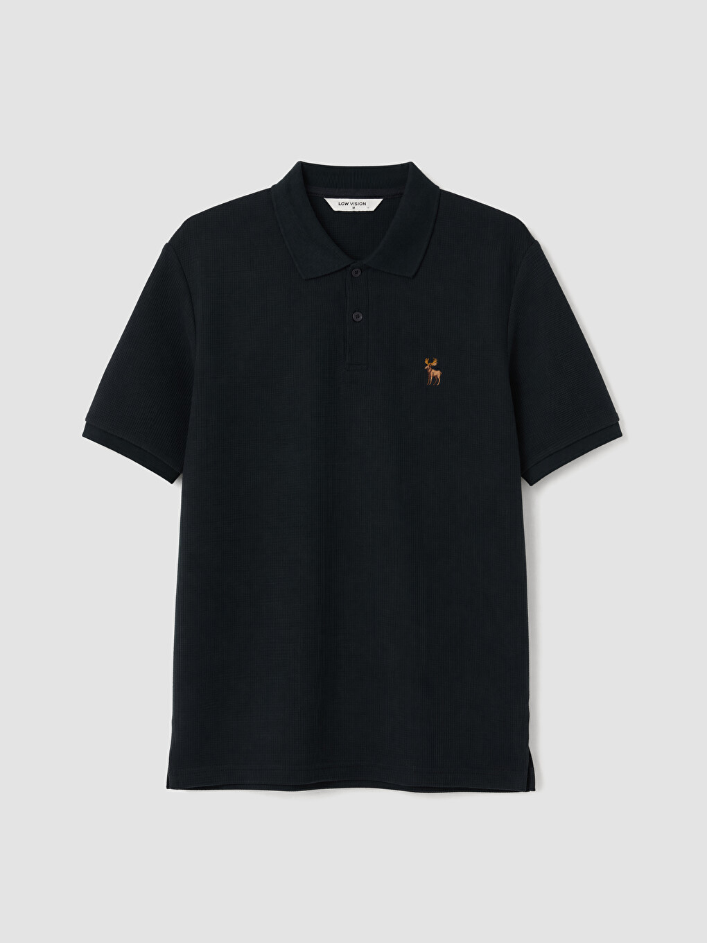 Lacivert Polo Yaka Nakışlı Erkek Tişört