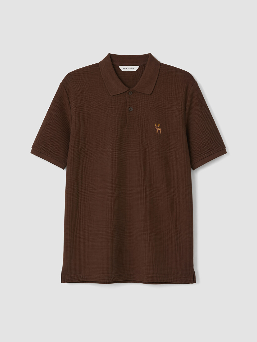 Kahverengi Polo Yaka Nakışlı Erkek Tişört