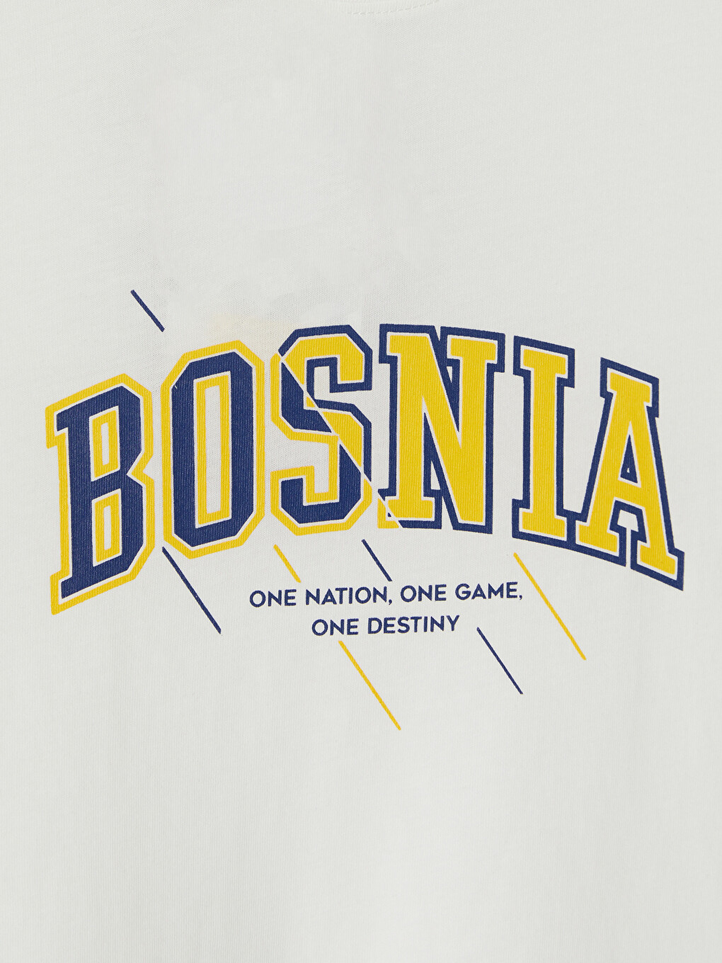 Beyaz Bisiklet Yaka Bosnia Baskılı Erkek Çocuk Tişört-1