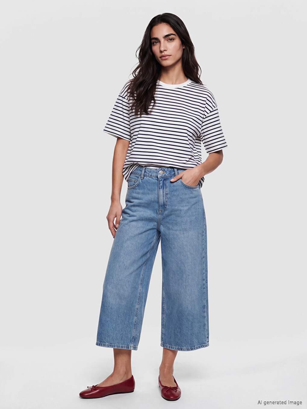 Striped Oversize 100% Cotton Women's T-shirt-1