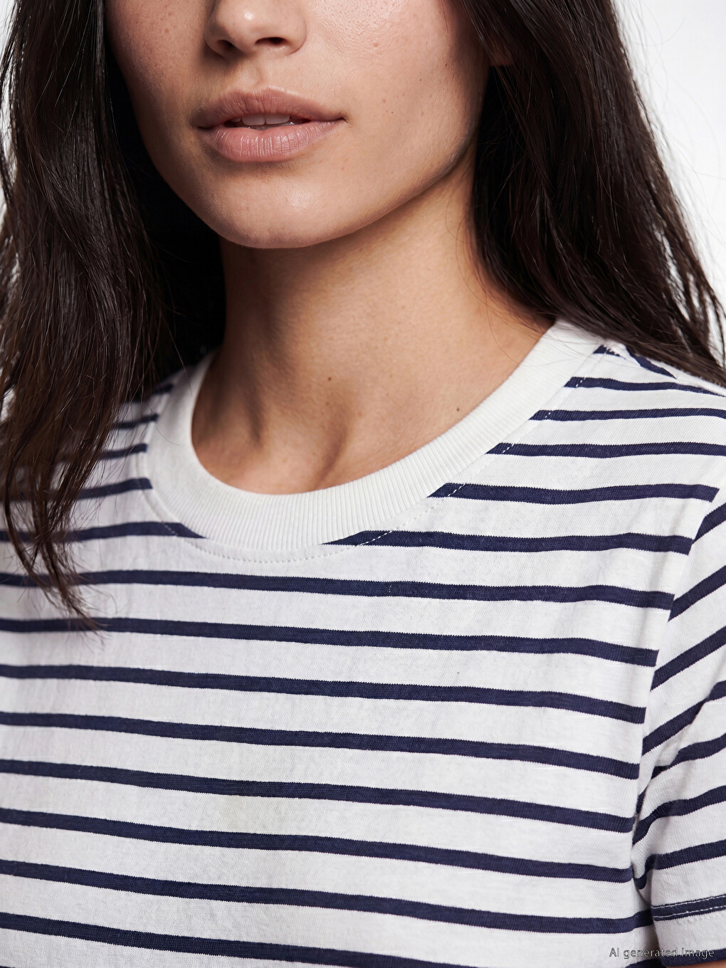 Striped Oversize 100% Cotton Women's T-shirt-2