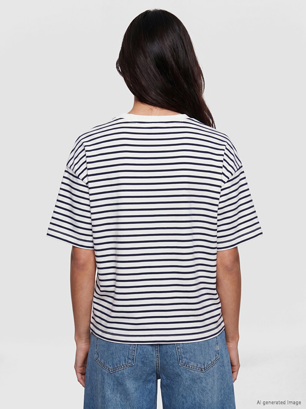 Striped Oversize 100% Cotton Women's T-shirt-3