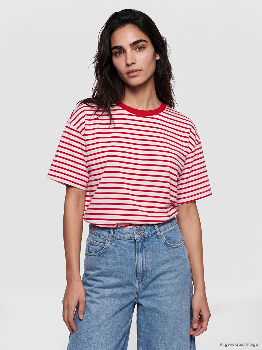 Striped Oversize 100% Cotton Women's T-shirt