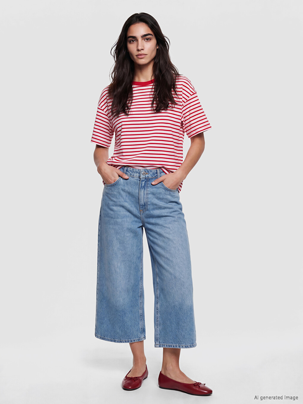 Striped Oversize 100% Cotton Women's T-shirt-1