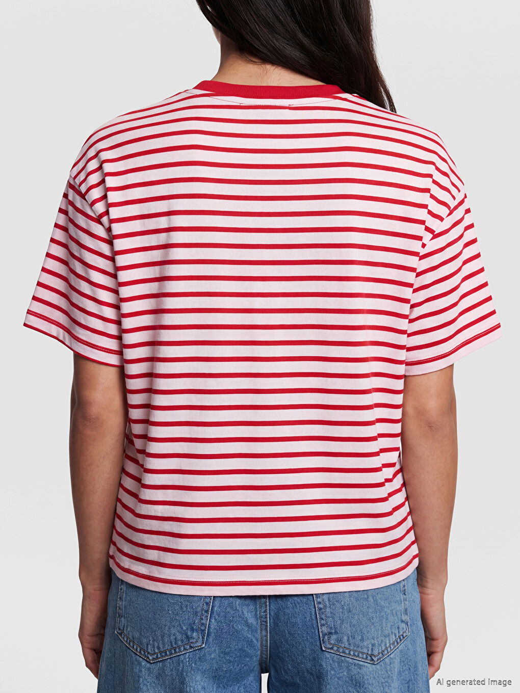 Striped Oversize 100% Cotton Women's T-shirt-2