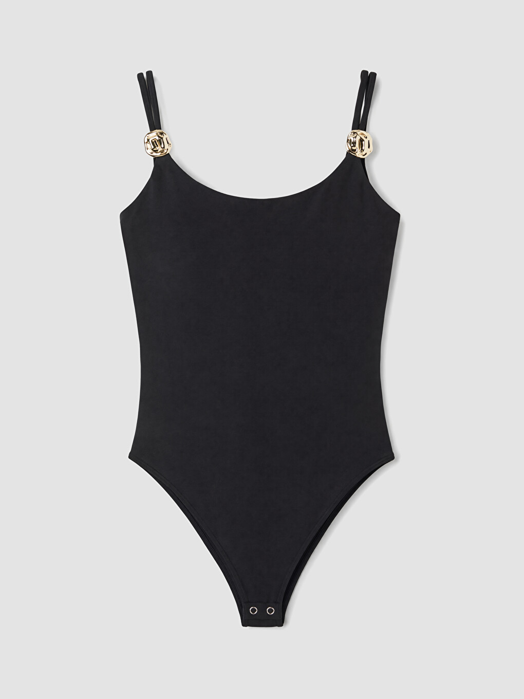 Siyah U Yaka Kadın Bodysuit