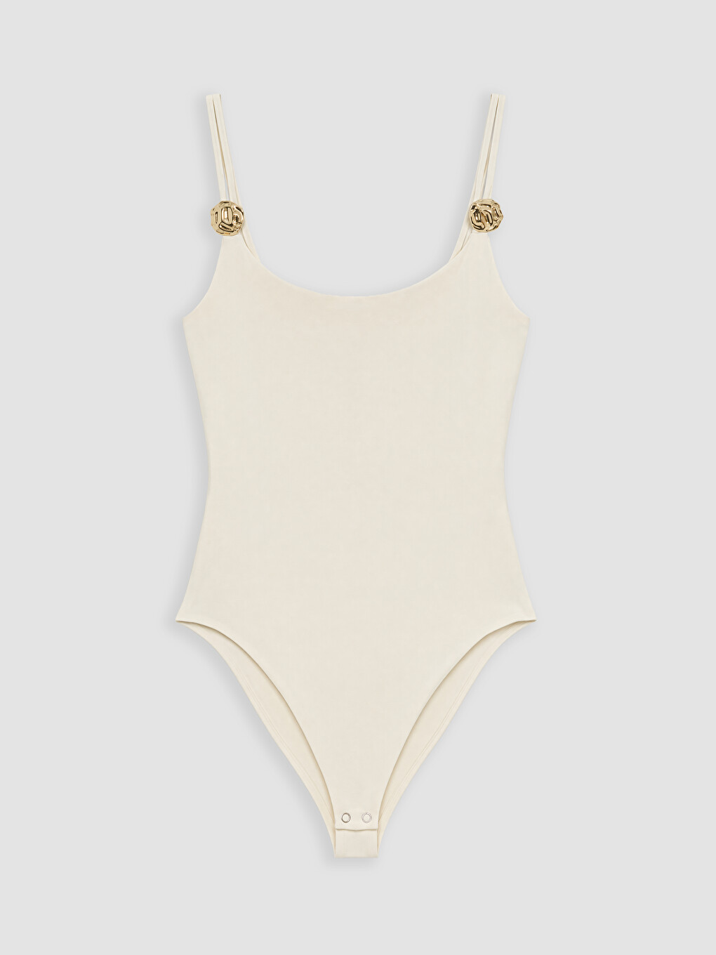 Ekru U Yaka Kadın Bodysuit