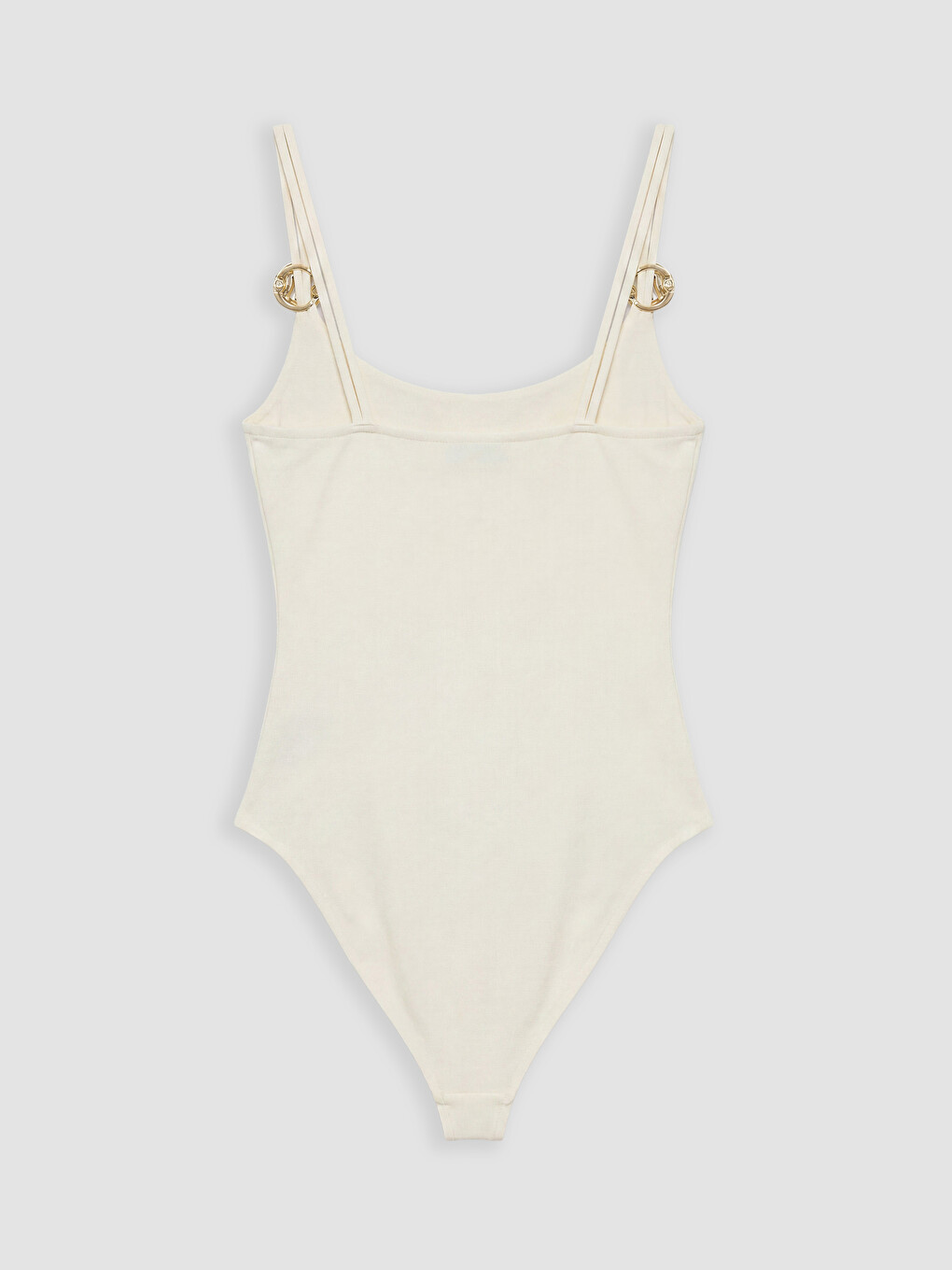 Ekru U Yaka Kadın Bodysuit-2