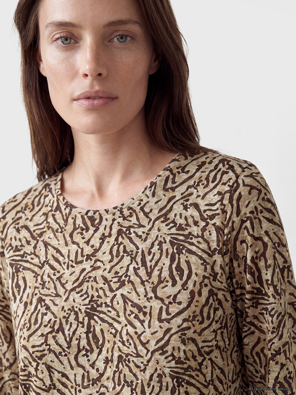 Crew Neck Patterned Women's T-Shirt-2