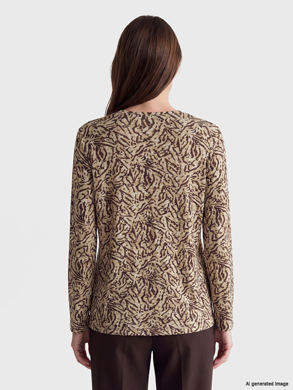 Crew Neck Patterned Women's T-Shirt-3